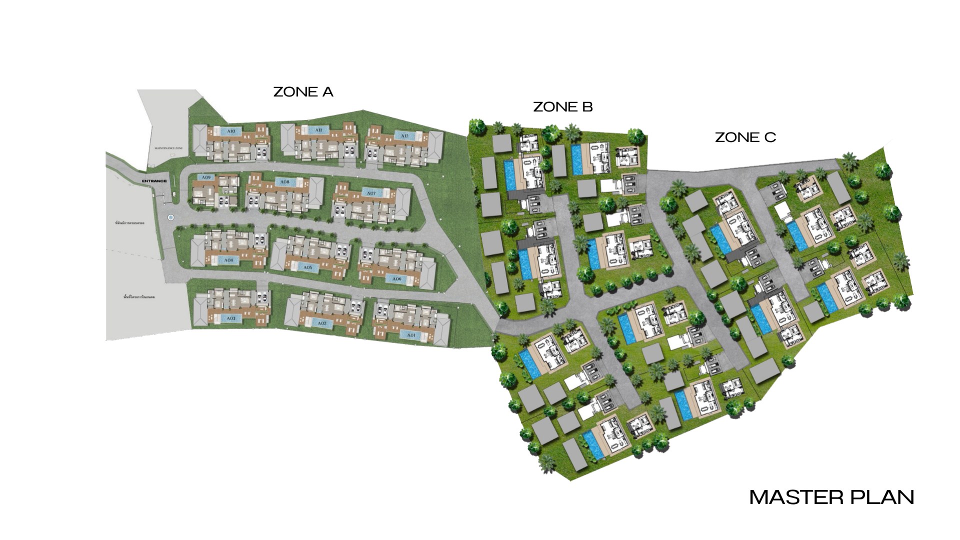 Master Plan — Zone A, B & C — PHUDARA Villa Samui