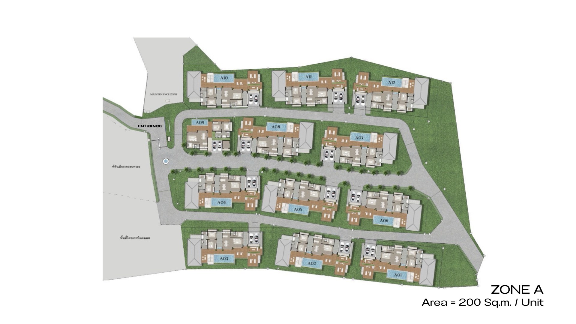 Phase I Zone A detailed plan — approx. 200 sq.wah per unit
